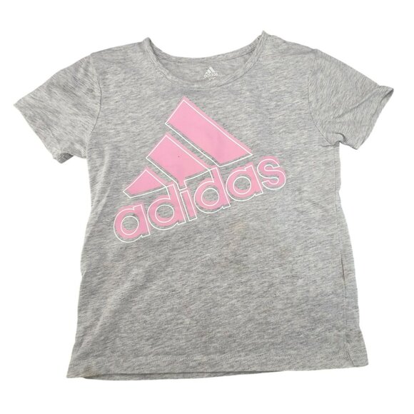 Adidas and Puma Gray T-Shirt Lot Pink Logo Girls Size 4/5 Set JJ3932 - Picture 5 of 7